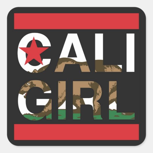 Cali Girl Rep Red Vierkante Sticker (Voorkant)