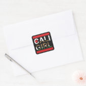Cali Girl Rep Red Vierkante Sticker (Envelop)