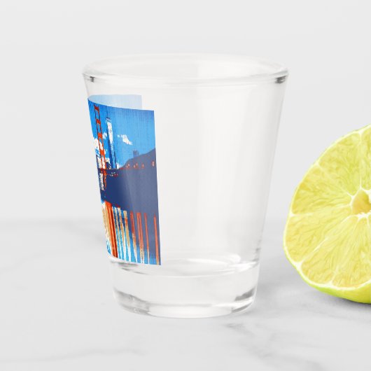 Cali, Golden Gate Bridge San Francisco Bay SQ SS Shot Glas (Rechts)