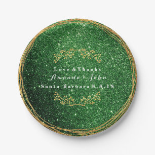 Cali Green Greenery Gold Floral Glitter Wedding Papieren Bordje