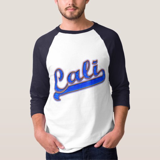 Cali Logo Blue Wave Yellow Outline T-shirt (Voorkant)