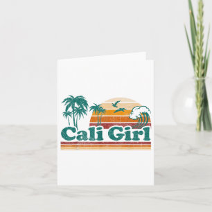 Cali Meisje Californië Strand Zomervakantie Vintag Kaart