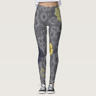 Cali Poppies Oversize Print in grijs en geel Leggings