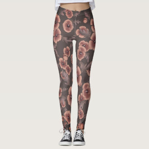 Cali Poppies Oversize Print in grijs en zalm Leggings