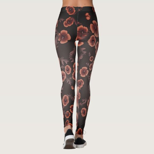 Cali Poppies Oversize Print in grijs & zalm Leggings (Achterkant)