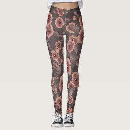 Cali Poppies Oversize Print in grijs & zalm Leggings