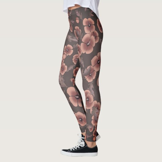 Cali Poppies Oversize Print in grijs & zalm Leggings (Links)
