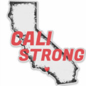 CALI STRONG Red Block Border CA Solid Heart Sticker (Voorkant)
