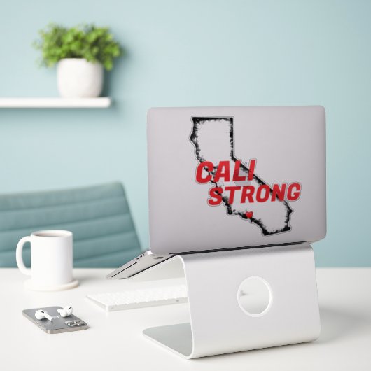 CALI STRONG Red Block Border CA Solid Heart Sticker (Laptop op bureau)