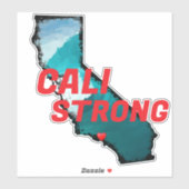 CALI STRONG Red Block CA Outline Ocean Solid Heart Sticker (Vel)