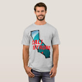 CALI STRONG Red Block CA Outline Ocean Solid Heart T-shirt (Voorkant volledig)