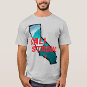 CALI STRONG Red Block CA Outline Ocean Solid Heart T-shirt (Voorkant)
