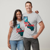 CALI STRONG Red Block CA Outline Ocean Solid Heart T-shirt (Unisex)