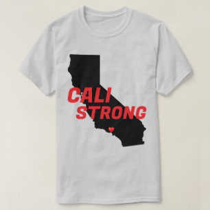 CALI STRONG Red Block CA Solid Heart T-shirt