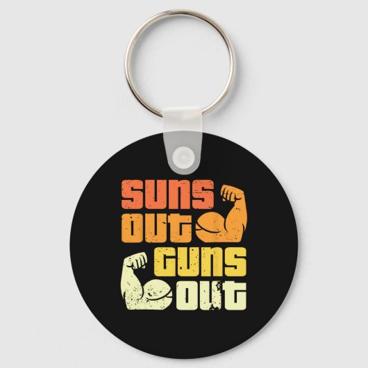Cali Style Bodybuilding Sun's Out Guns Out Biceps Sleutelhanger (Voorkant)