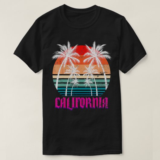 Cali Summer Vacation Palm Trees CA Beach Retro Cal T-shirt (Design voorkant)