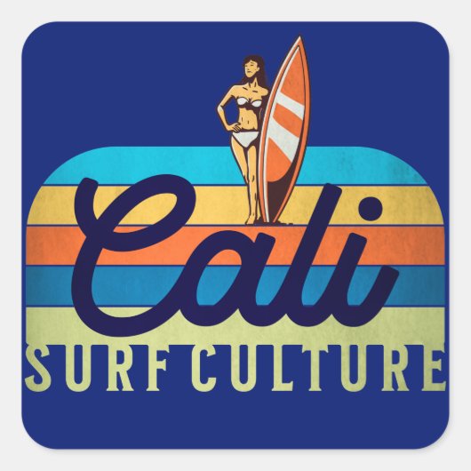 Cali Surf Culture Style Vierkante Sticker (Voorkant)