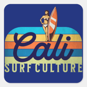 Cali Surf Culture Style Vierkante Sticker