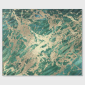 Cali Tropical Green Golden Metallic Glass Strokes Cadeaupapier (Vlak)