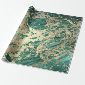 Cali Tropical Green Golden Metallic Glass Strokes Cadeaupapier (Uitgerold)