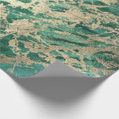 Cali Tropical Green Golden Metallic Glass Strokes Cadeaupapier (Hoek)