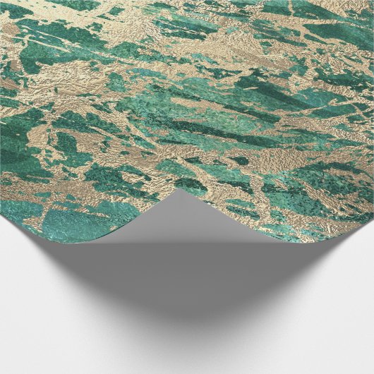 Cali Tropical Green Golden Metallic Glass Strokes Cadeaupapier (Hoek)