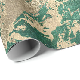 Cali Tropical Green Golden Metallic Glass Strokes Cadeaupapier