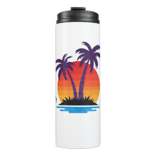 Cali Vibes Sunset Palm Tree Thermal Tumbler Mok