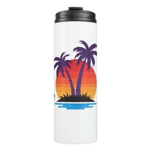 Cali Vibes Sunset Palm Tree Thermal Tumbler Mok (Voorkant)