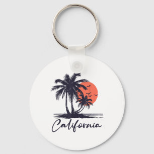 Cali Zomer Vakantie CA Palm Trees USA Retro Calif Sleutelhanger