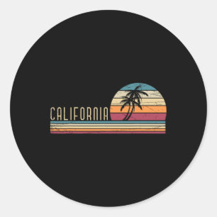 Cali Zomer Vakantie Ca Palmboom Bomen Usa Retro Ca Ronde Sticker