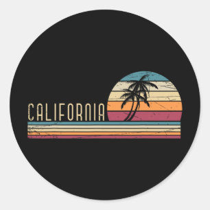 Cali Zomer Vakantie Ca Palmboom Bomen Usa Retro Ca Ronde Sticker