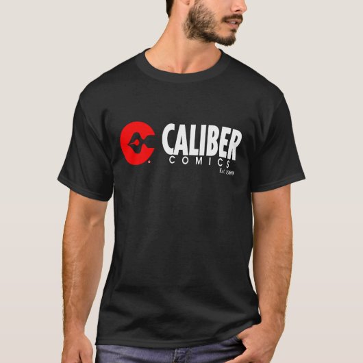 Caliber Comics horizontal logo white t shirt (Voorkant)