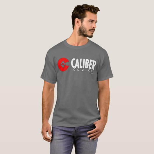 Caliber Comics logo grijs T-shirt (Voorkant volledig)