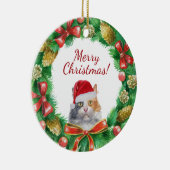 Calico binnenlandse kattebrij kerst keramisch ornament (Rechts)