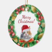Calico binnenlandse kattebrij kerst keramisch ornament (Links)