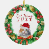 Calico binnenlandse kattebrij kerst keramisch ornament (Achterkant)