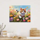*~* Calico Bloemen Kitten 5:4  Poes Kat AP68 Poster (Keuken)