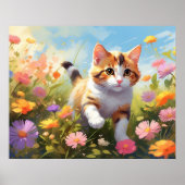 *~* Calico Bloemen Kitty 5:4  Kitten Kat AP68 Poster (Voorkant)