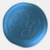 Calico Blue Double Monogram Wax Seal Stickers (Voorkant)