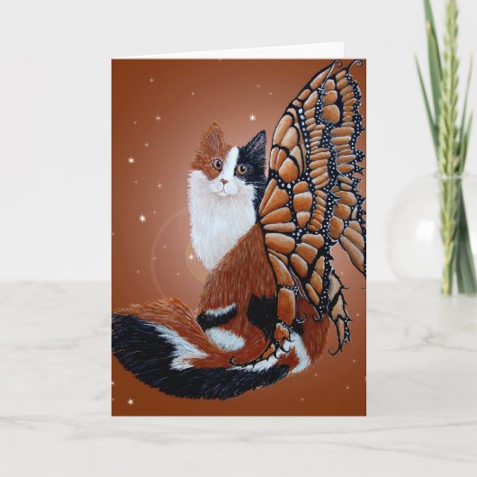 Calico Butterfly Fairy Cat Kaart (Voorkant)