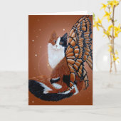 Calico Butterfly Fairy Cat Kaart (Gele Bloem)