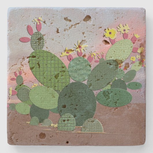 Calico Cactus Stone Onderzetter (Voorkant)