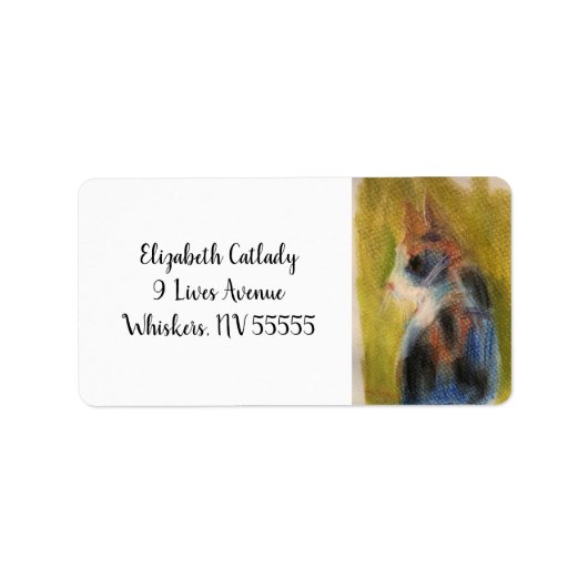 Calico Cat adreslabels met originele illustraties Etiket (Voorkant)