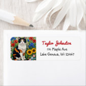 Calico Cat and Folk Art Sunflowers Etiket (Insitu)