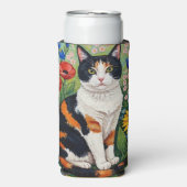 Calico Cat and Folk Art Sunflowers Seltzer Blikjeskoeler (Seltzer Voorkant)