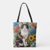 Calico Cat and Folk Art Sunflowers Tote Bag (Achterkant)