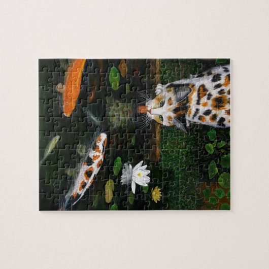 Calico Cat and Koi Fish Legpuzzel (Horizontaal)