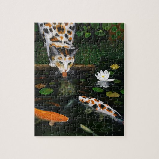 Calico Cat and Koi Fish Legpuzzel (Verticaal)