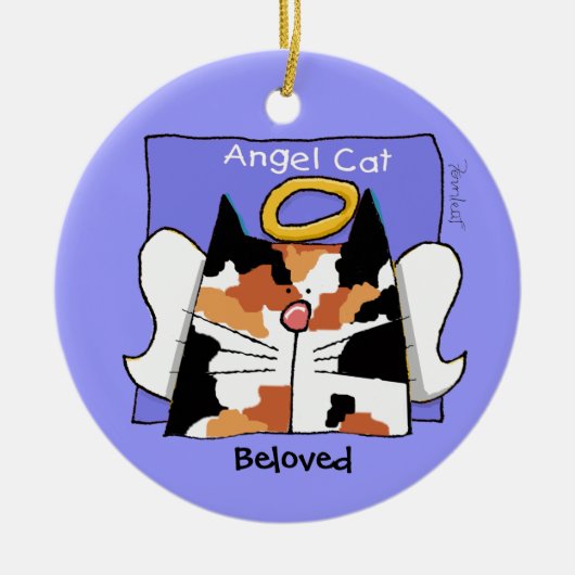 Calico Cat Angel Personaliseren Keramisch Ornament (Voorkant)